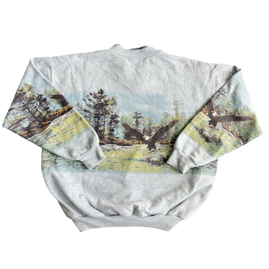 Vintage 90's Boxy Fit AOP Eagle Forest Sweatshirt (L-XL)