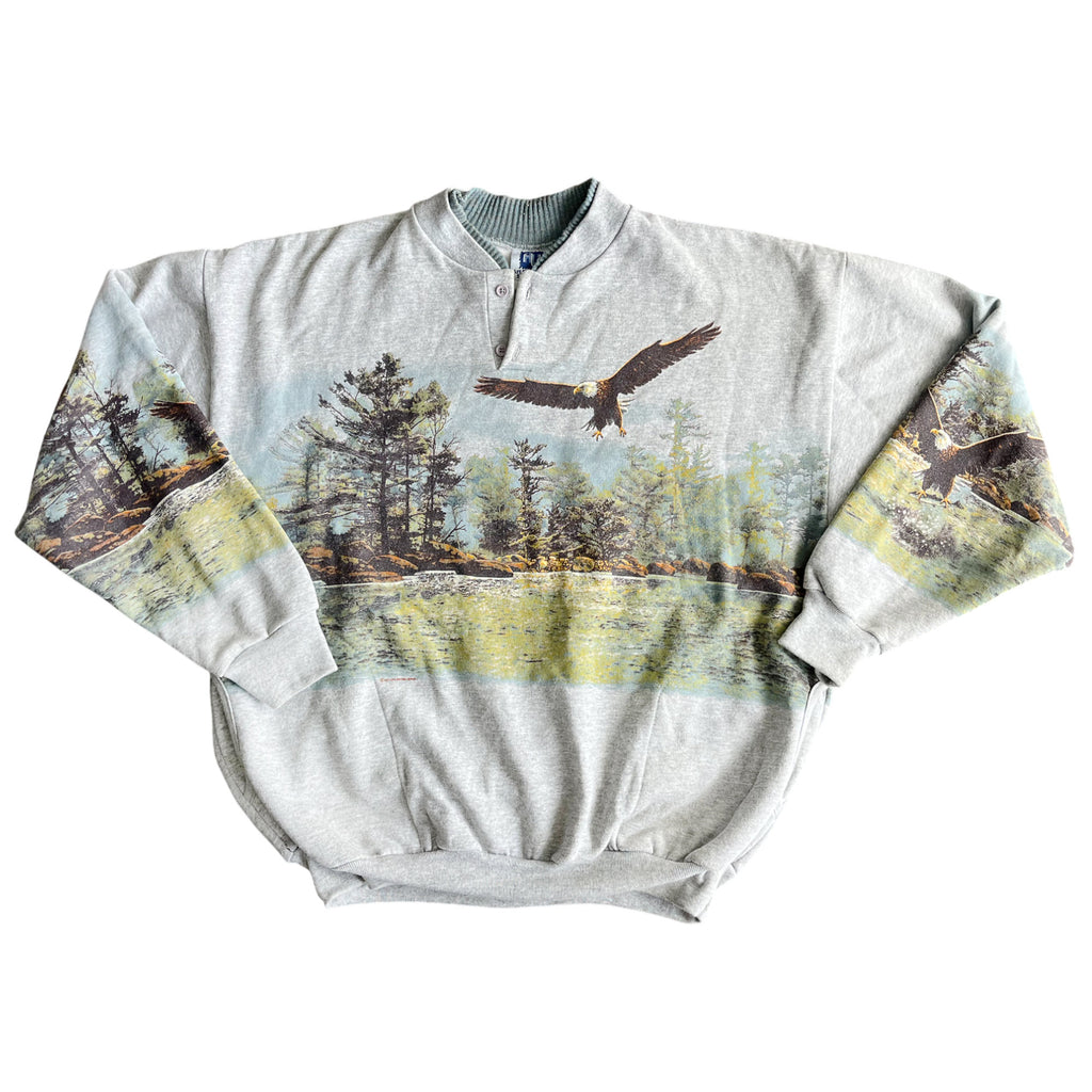Vintage 90's Boxy Fit AOP Eagle Forest Sweatshirt (L-XL)