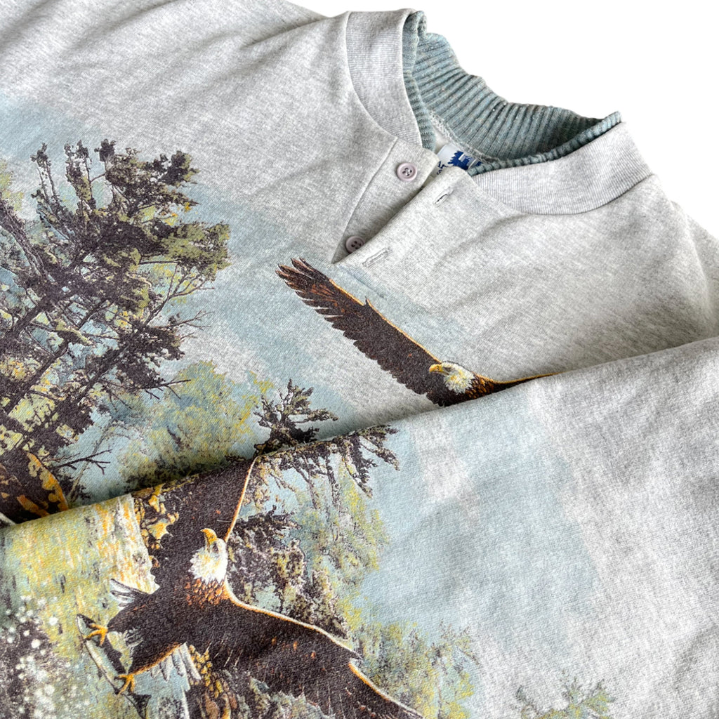 Vintage 90's Boxy Fit AOP Eagle Forest Sweatshirt (L-XL)
