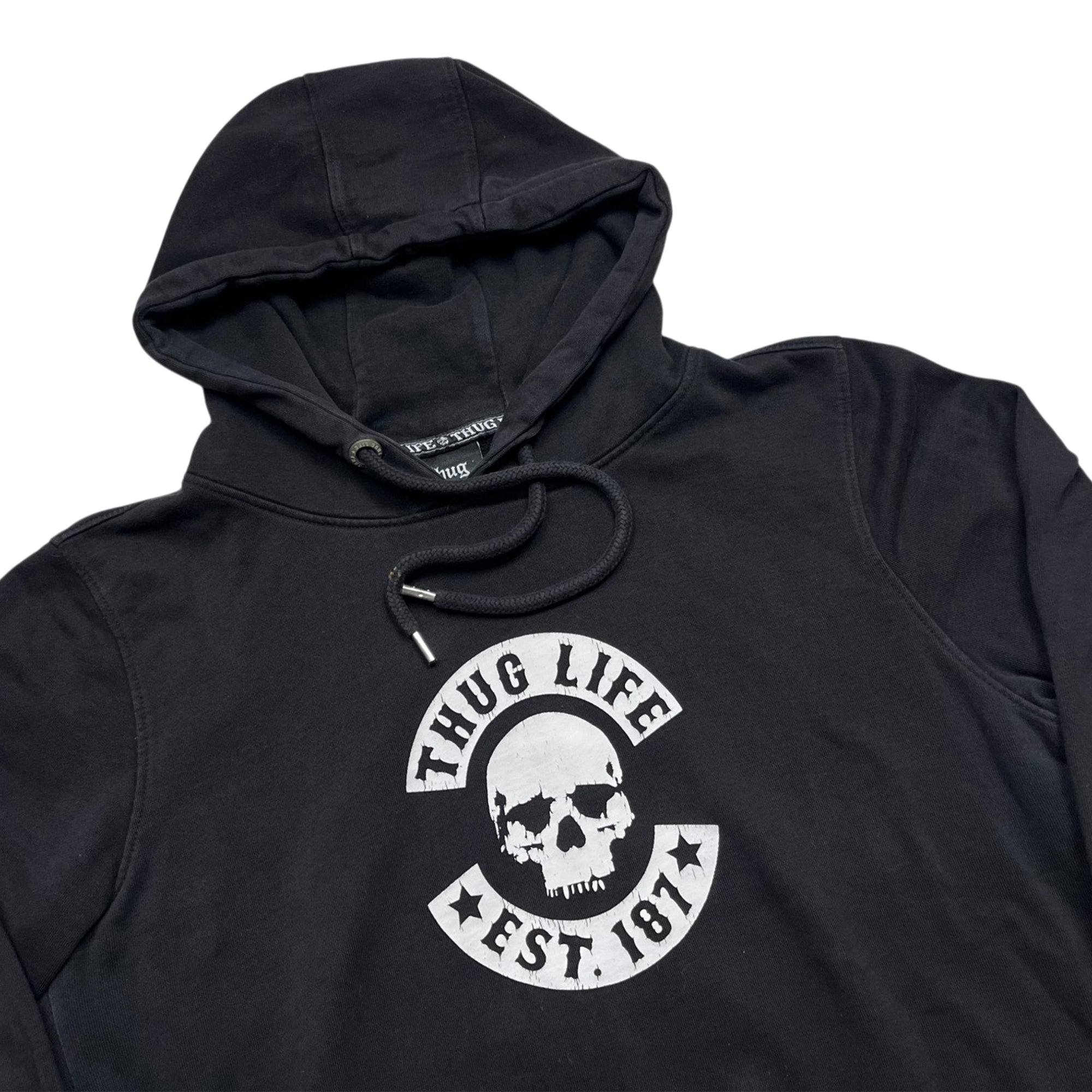 Vintage 00's Thug Life Motorcycle Skull Hoodie (L)