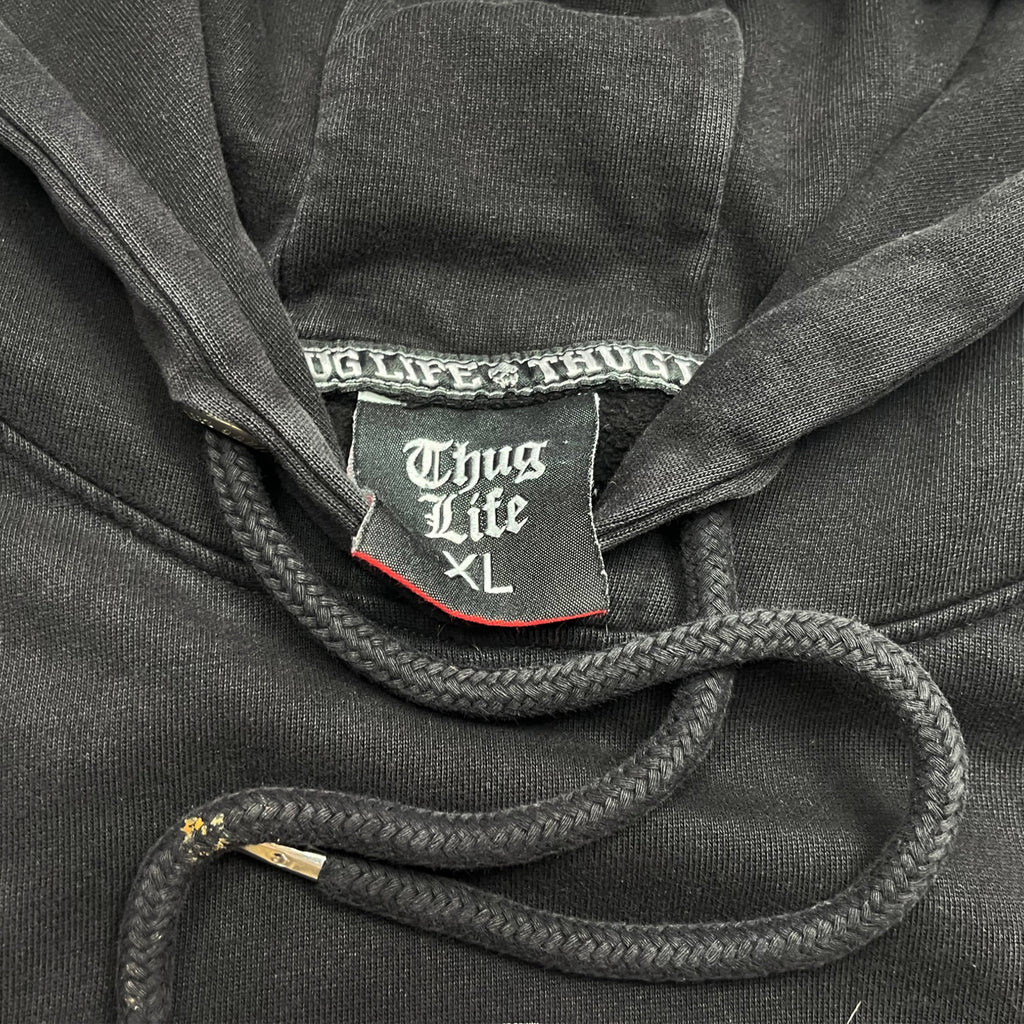 Vintage 00's Thug Life Motorcycle Skull Hoodie (L)