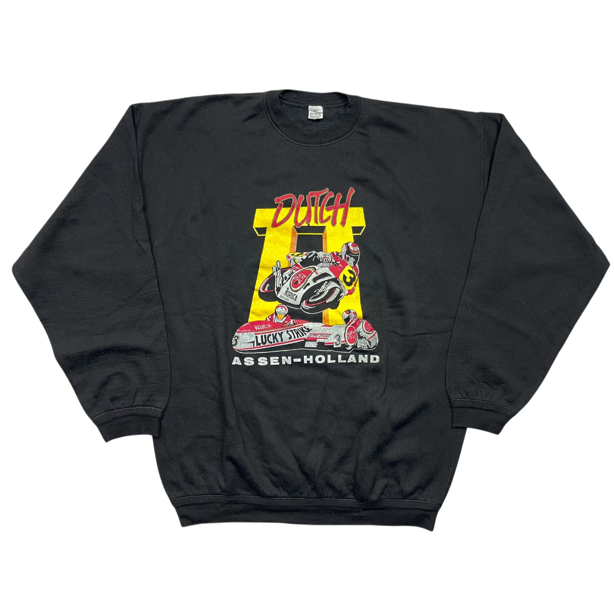 Vintage 90's Assen Holland Lucky Strike Moto Sweatshirt (XL)