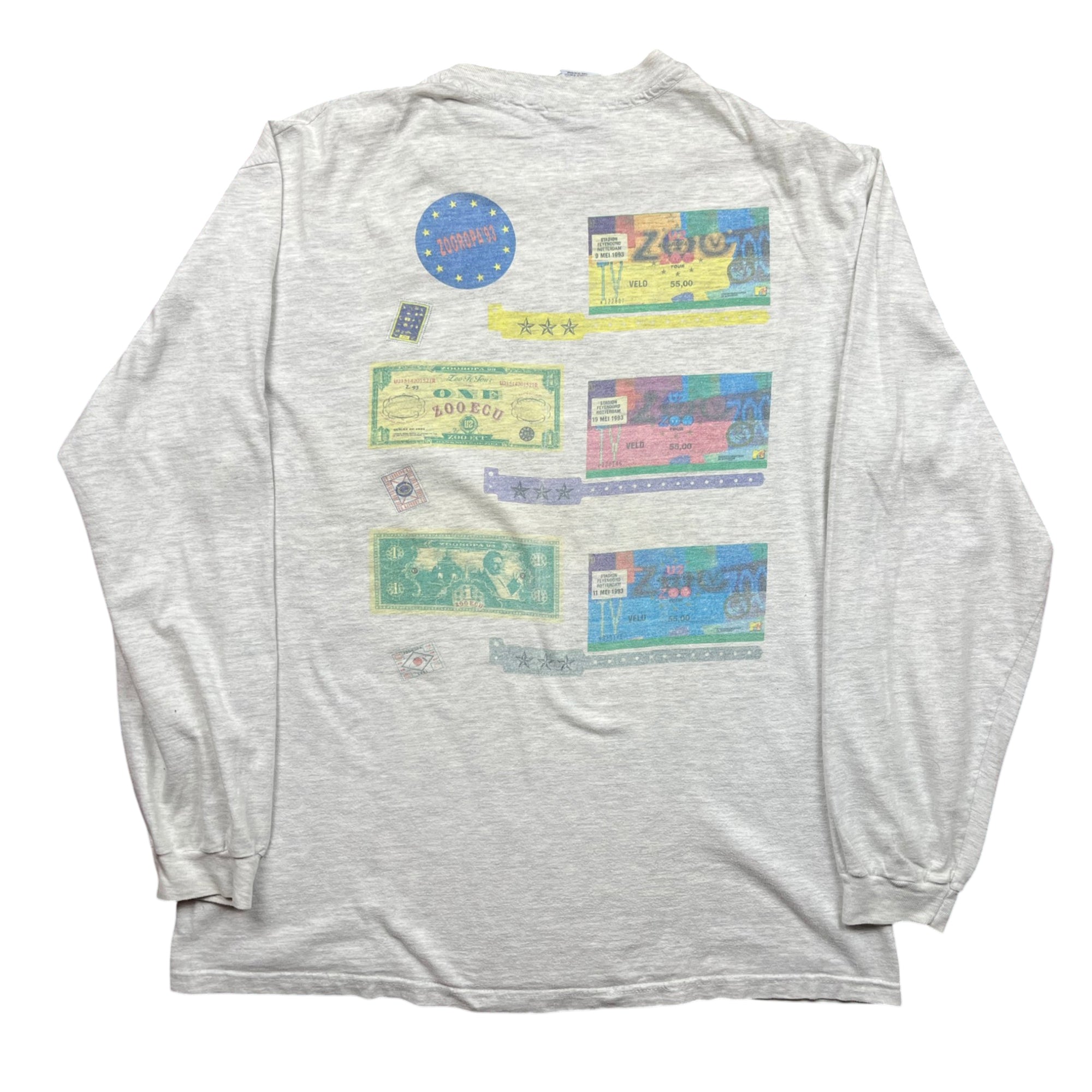 Vintage 1993 U2 ZOO Tour Double Sided Long Sleeve T-shirt (XL)