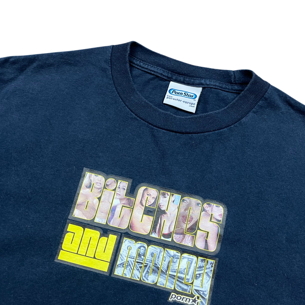 Vintage 00's Pornstar Skateboarding "Bitches and money" Graphic T-shirt (M)
